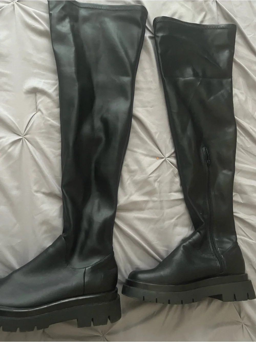 Thigh high slip on black boots
